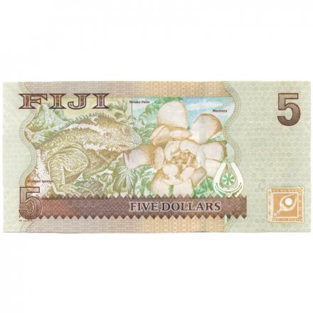 Фиджи 5 долларов 2007 год - Хохлатая игуана UNC