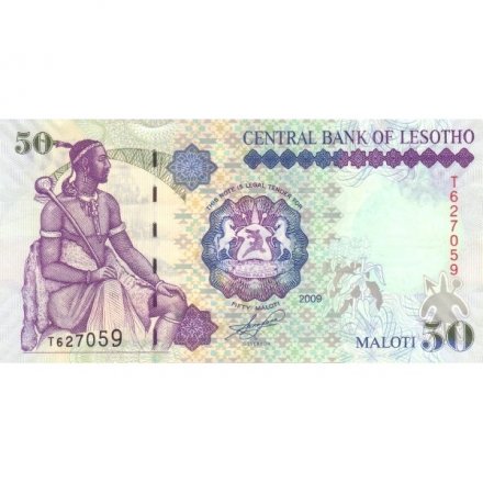 Лесото 50 малоти 2009 год - Король Лесото Мошвешве I UNC