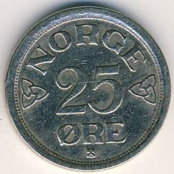 Норвегия 25 эре 1956 год - Король Хокон VII