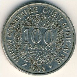 Западная Африка 100 франков 1968 год