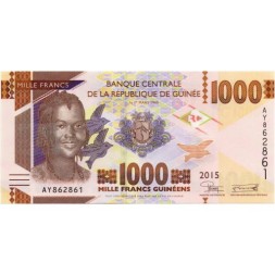 Гвинея 1000 франков 2015 год - Герб Гвинеи. Работы в карьере - UNC