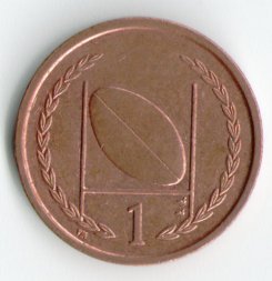 Остров Мэн 1 пенни 1998 год - Мяч для регби