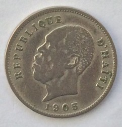 Монета Гаити 5 сентим 1905 год