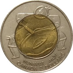 Канада 2 доллара 1999 год - Основание Нунавута. Шаман