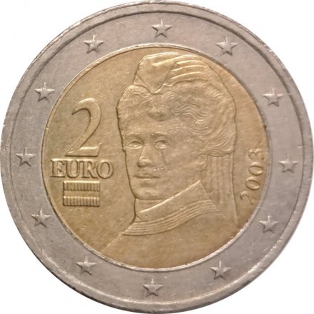 Австрия 2 евро 2003 год - Берта фон Зутнер
