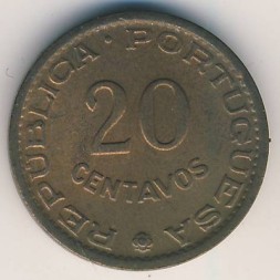 Монета Мозамбик 20 сентаво 1961 год