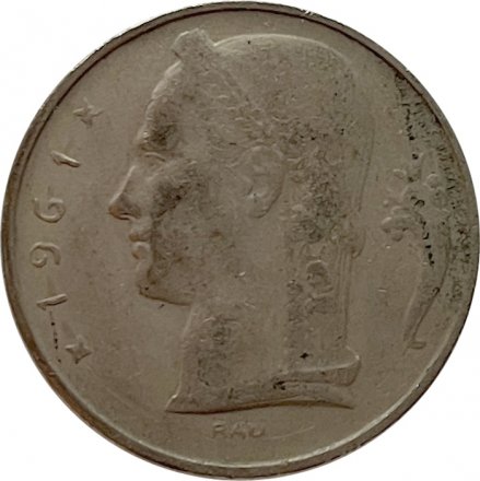 Бельгия 5 франков 1961 год BELGIE