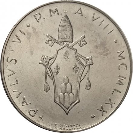 Ватикан 100 лир 1970 год Папа Павел VI