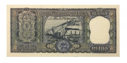 Индия 100 рупий 1967 год - Резервный Банк - подпись Бхаттачария - UNC