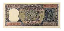 Индия 100 рупий 1967 год - Резервный Банк - подпись Бхаттачария - UNC