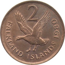 Фолклендские острова 2 пенса 1980 год - Магелланов гусь