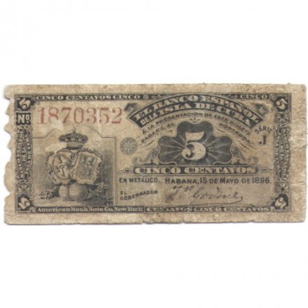Куба 5 сентаво 1896 год - F
