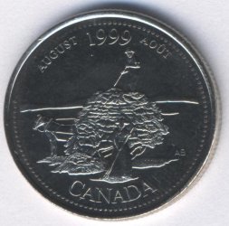 Канада 25 центов 1999 год - Миллениум. Август