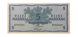 Финляндия 5 марок 1963 год - без Litt  - номер 2 буквы - ХF