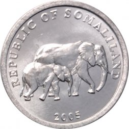 Сомалиленд 5 шиллингов 2005 год - Слоны