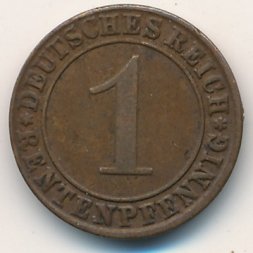 Веймарская республика 1 рентенпфенниг 1923 год (J)