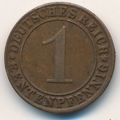 Веймарская республика 1 рентенпфенниг 1923 год (J)