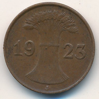 Веймарская республика 1 рентенпфенниг 1923 год (J)