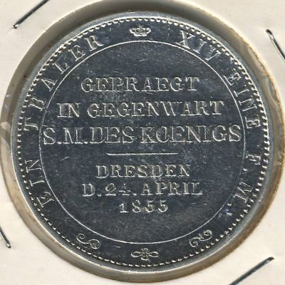 Саксония 1 талер 1855 год