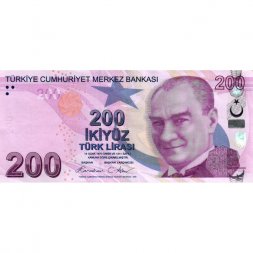 Турция 200 лир 2009 (2024) год - Президент Мустафа Кемаль Ататюрк. Юнус Эмре VF