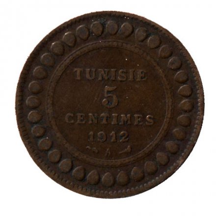 Тунис 5 сантимов 1912 год