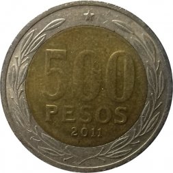 Чили 500 песо 2011 год