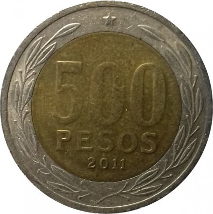 Чили 500 песо 2011 год