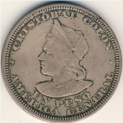 Монета Сальвадор 1 песо 1914 год
