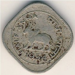 Индия 1/2 анны 1954 год