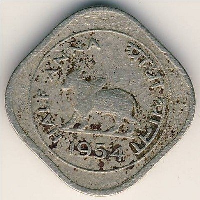 Индия 1/2 анны 1954 год