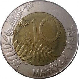 Финляндия 10 марок 1996 год - Глухарь