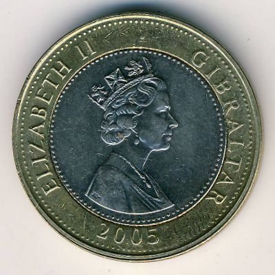 Гибралтар 2 фунта 2005 год
