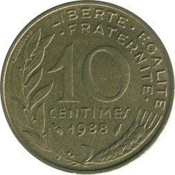 Франция 10 сантимов 1988 год - Марианна