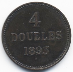 Монета Гернси 4 дубля 1893 год