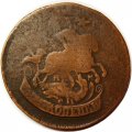 2 копейки 1763 год ММ (большая заготовка) Екатерина II (1762 - 1796) - перечекан - F