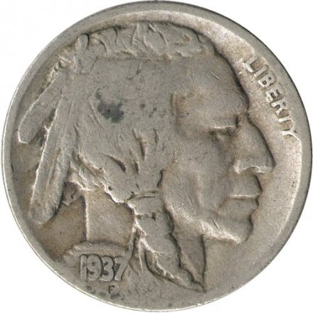 США 5 центов 1937 год - Buffalo Nickel (D)