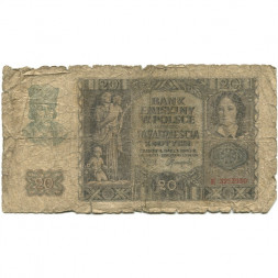 Польша (оккупация Германией) 20 злотых 1940 год - Графиня Эмилия Плятер. Замок Вавель - G