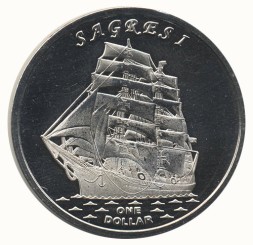 Острова Гилберта (Кирибати) 1 доллар 2017 год - Парусник Сагреш