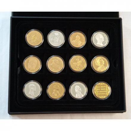 Набор из 23 медалей &quot;Самые ценные монеты России&quot; Императорский Монетный Двор, с сертификатами, в футляре