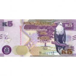 Замбия 5 квача 2022 год - Орлан-крикун. Статуя Свободы UNC
