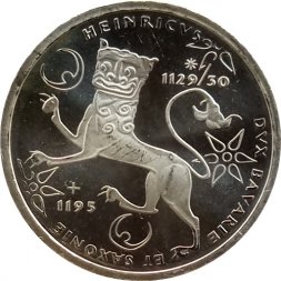 ФРГ 10 марок 1995 год - 800 лет со дня смерти Генриха Льва (proof)