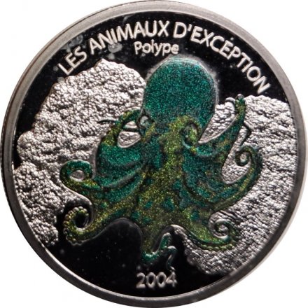 Конго 5 франков 2004 год - Животные-исключения - Осьминог
