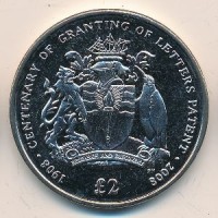 Монета Британская антарктическая территория 2 фунта 2008 год