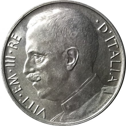 Италия 50 чентезимо 1920 год - Король Виктор Эммануил III (гурт рифленый)
