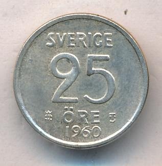 Швеция 25 эре 1960 год