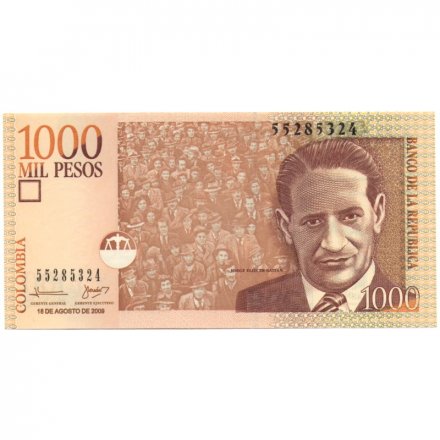 Колумбия 1000 песо 2009 год - Хорхе Эльесер Гайтан - UNC
