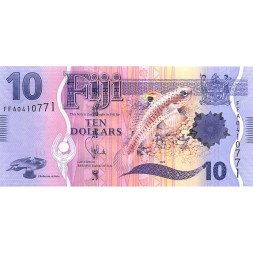 Фиджи 10 долларов 2012-2013 год - Белая рыба UNC