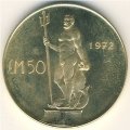 Мальта 50 фунтов 1972 год - Нептун (золото)