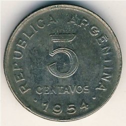 Аргентина 5 сентаво 1954 год - Хосе де Сан-Мартин
