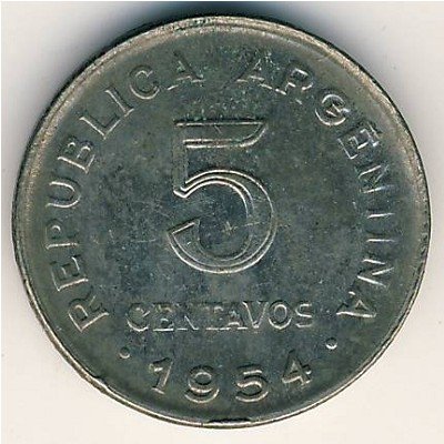 Аргентина 5 сентаво 1954 год - Хосе де Сан-Мартин